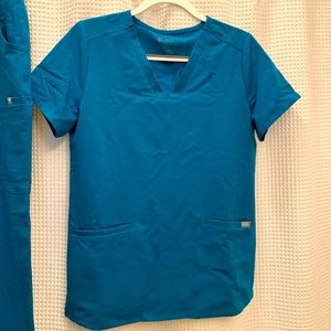 Figs Technical Collection Teal Scrub Top